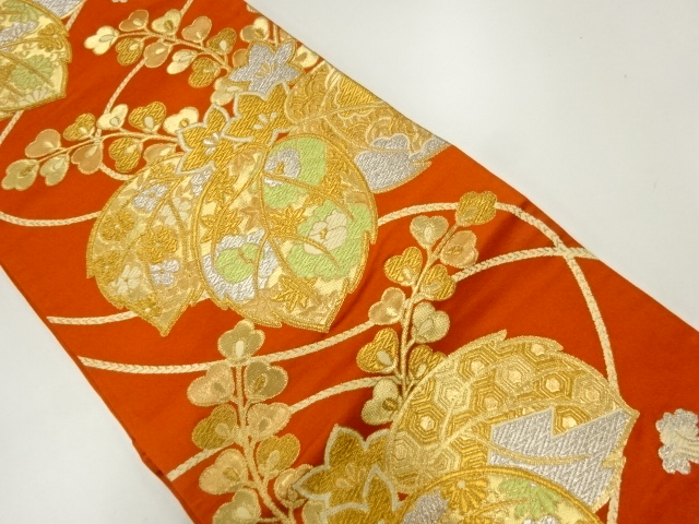 JAPANESE KIMONO / ANTIQUE FUKURO OBI / SILK / WOVEN PAULOWNIA